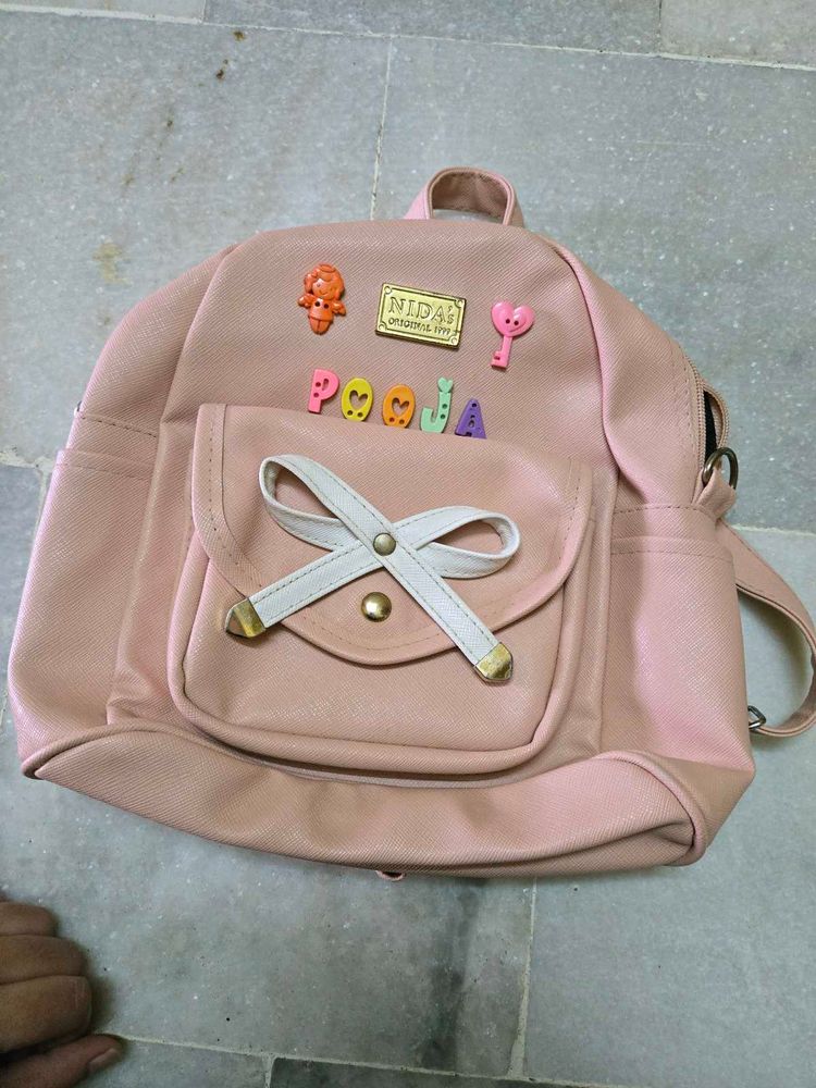 Cute Pink Backpack with Charms