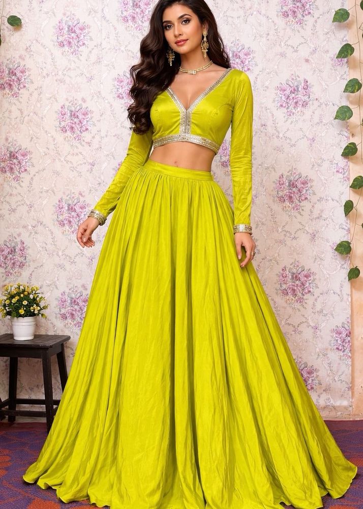 Vibrant Lime Green Lehenga Choli Set