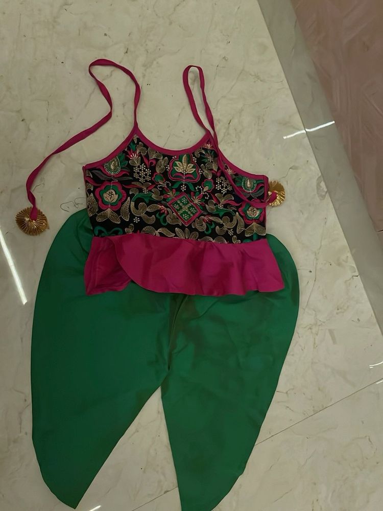 Ethnic Embroidered Dhoti Blouse Set - 1 year Old