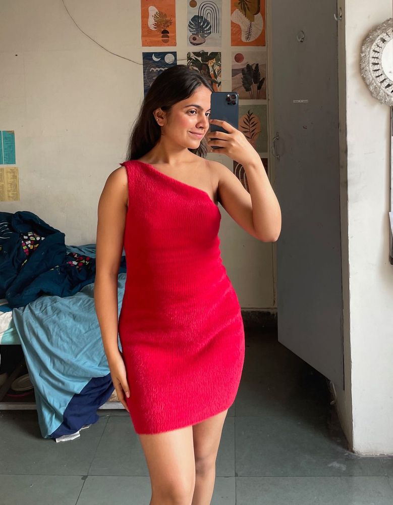 Red One Shoulder Mini Dress