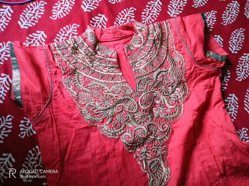 Red Embroidery Kurti
