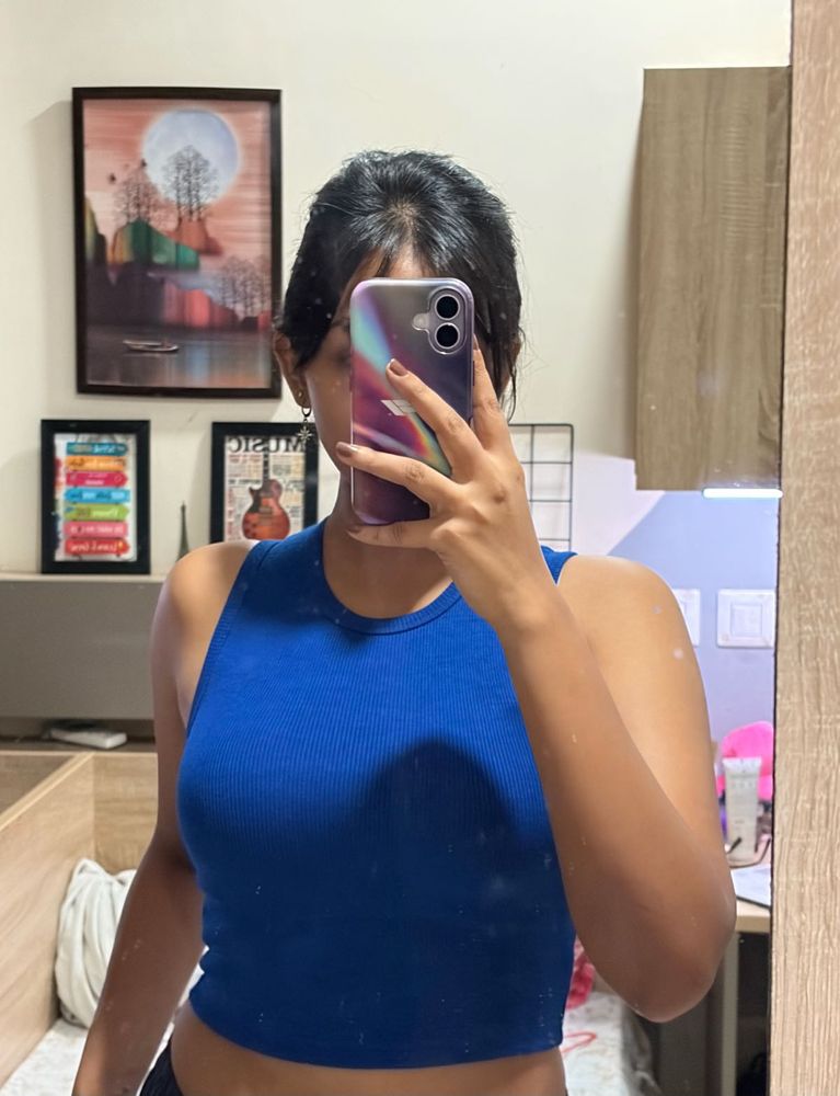 Ribbed Blue Tank Top