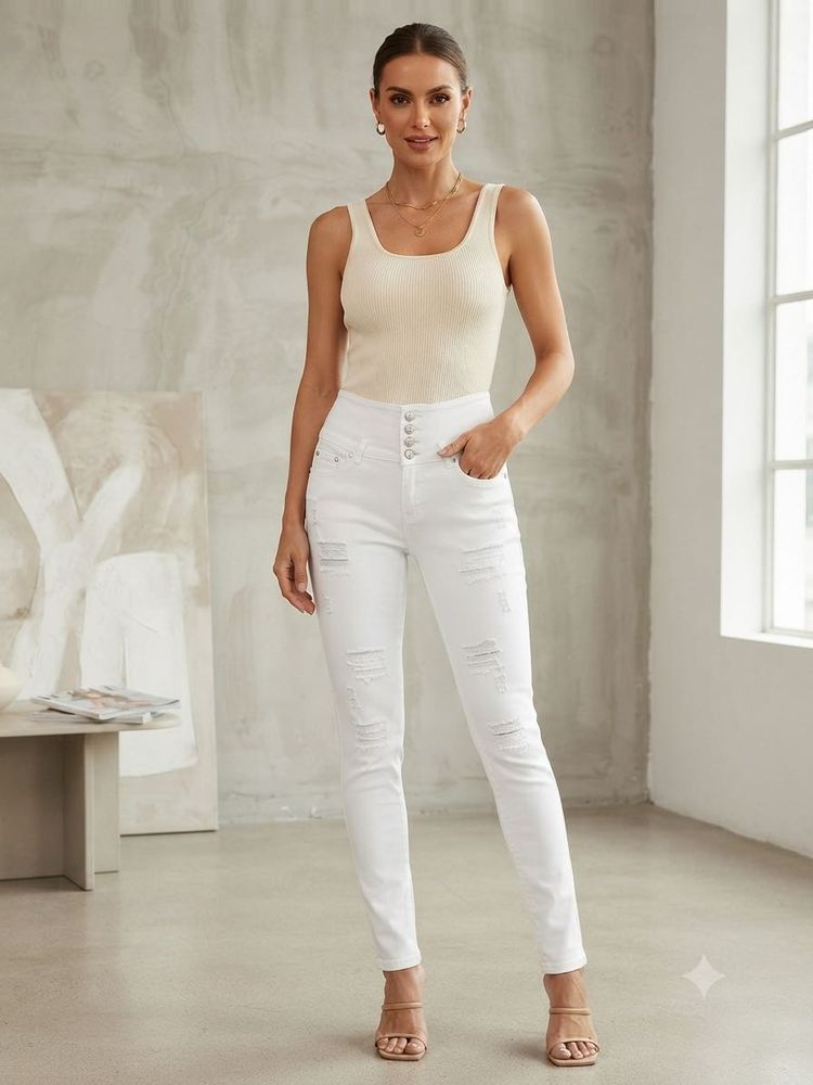 White Ripped Skinny Jeans