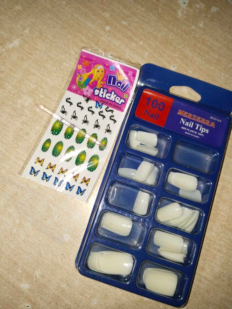 Nail Tips &amp; Stickers Set