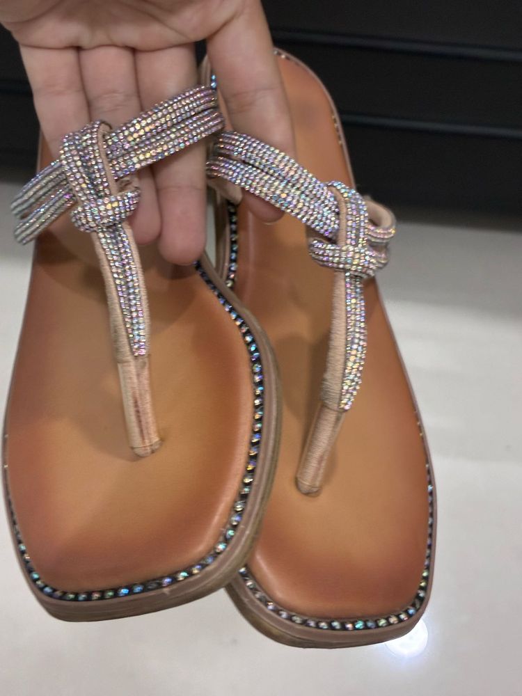 Sparkling Embellished Flat Sandals