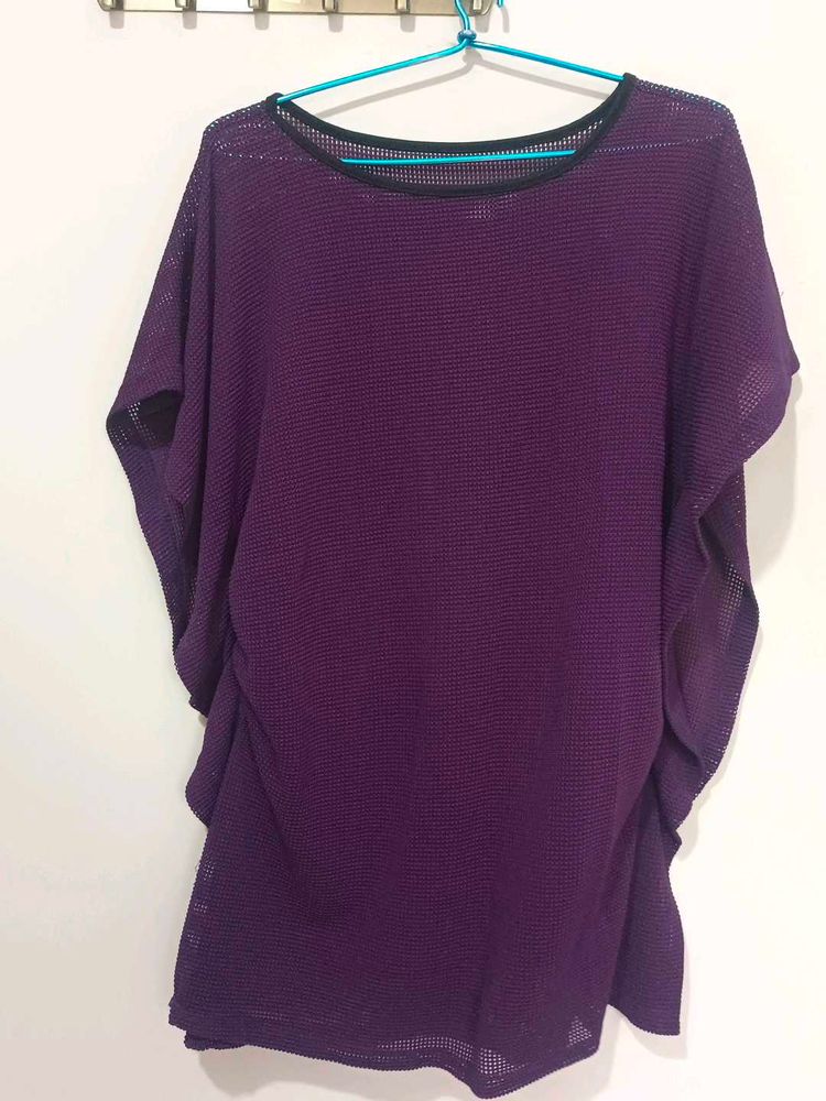 Flowy Purple Mesh Top