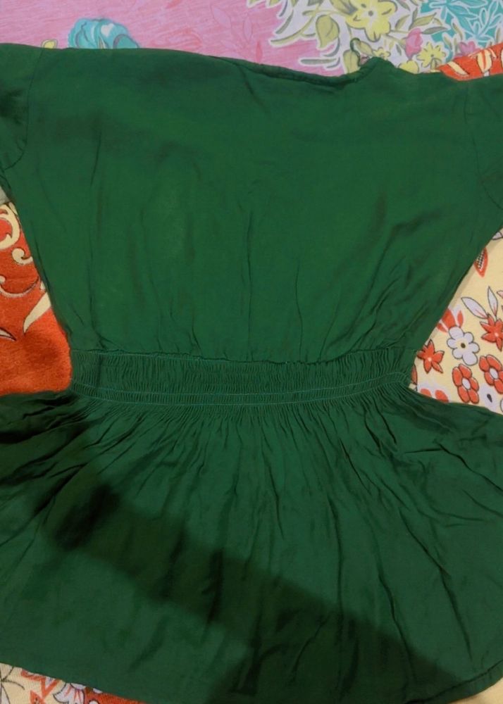 Emerald Green Kurti with Smocked Waist