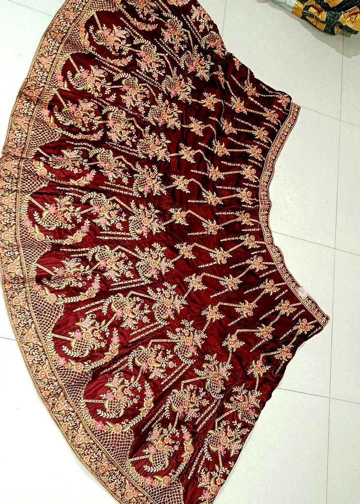 Maroon silk Lehenga