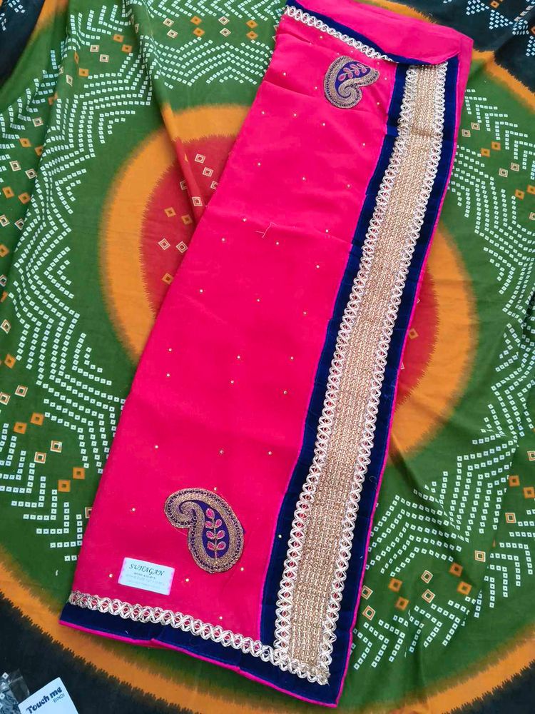 Elegant Pink &amp; Gold Embellished Saree