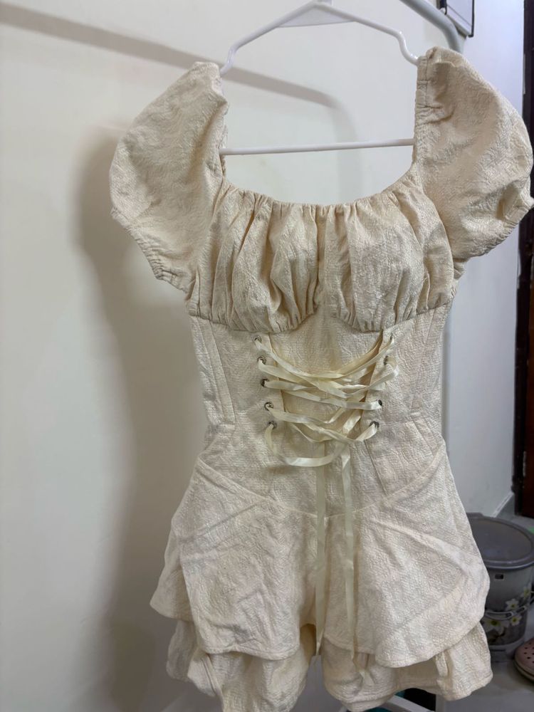 Chic Corset Dress with Puff Sleeves