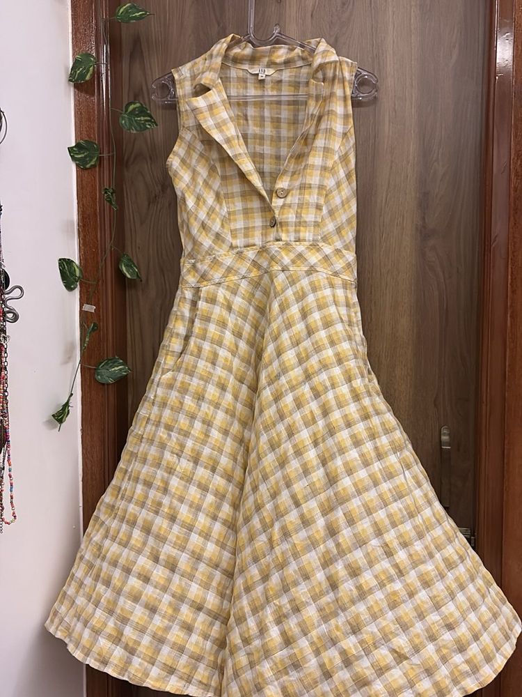 Korean checkered midi dress
