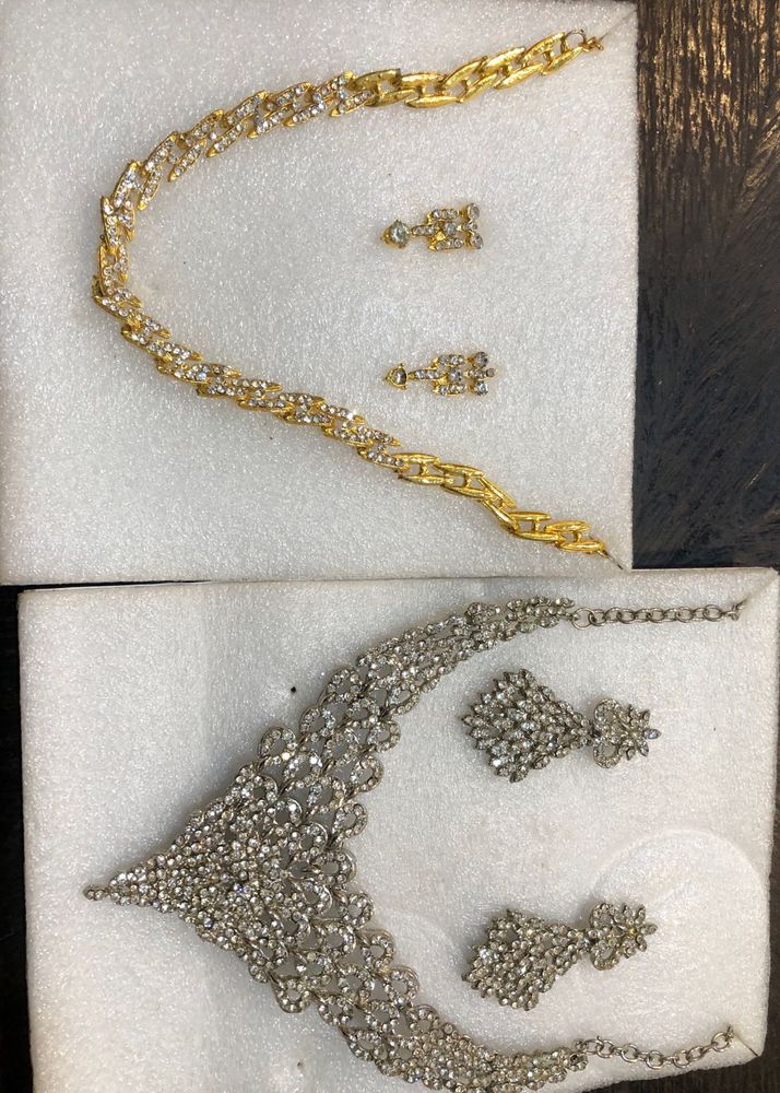 Gold &amp; Silver-Tone Diamond-Style Jewellery Combo S