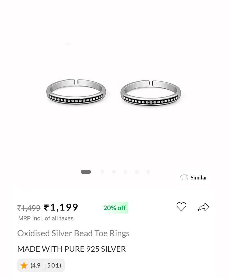 Oxidised Silver Toe Rings