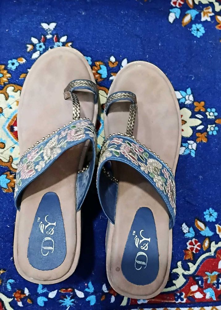 Embroidered Ethnic block heel