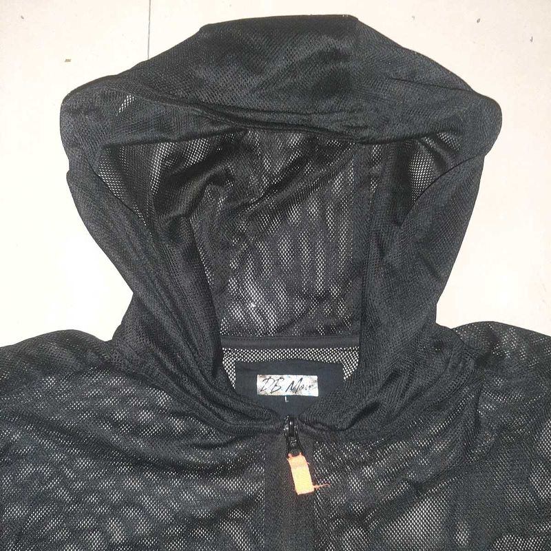 Black Mesh Hoodie