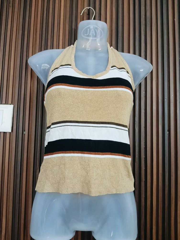 Striped Halter Neck Top