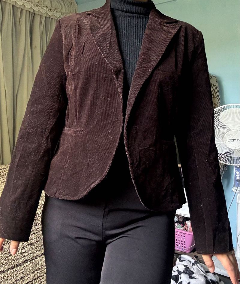 Classic Brown Velvet Blazer