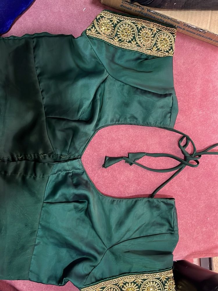 Elegant Emerald Green Embroidered Blouse