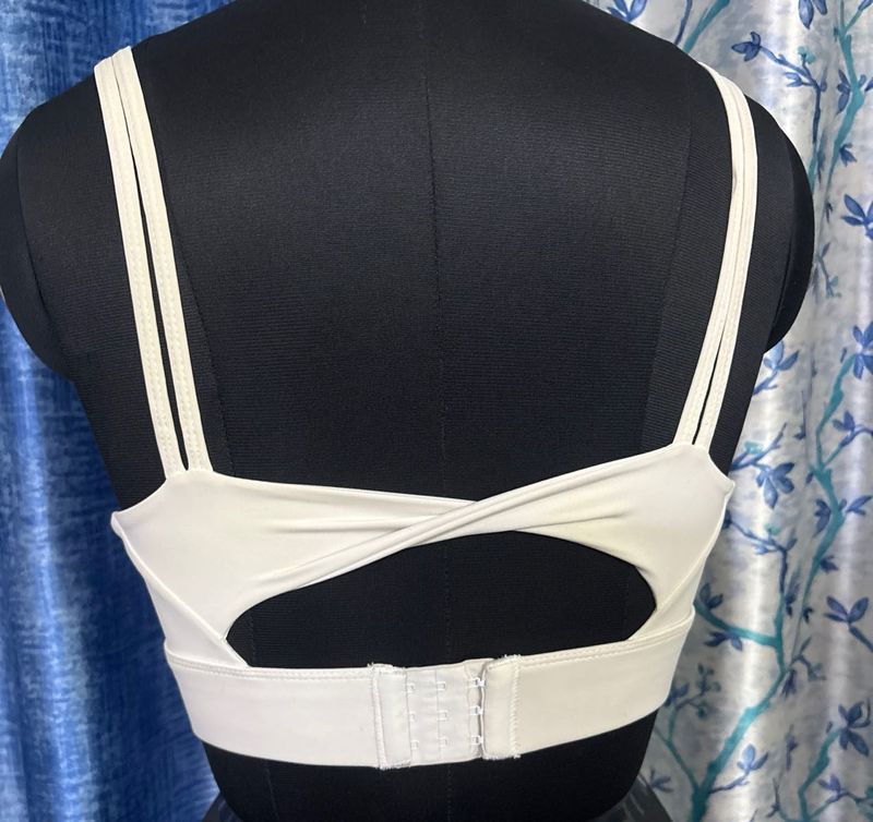 Stylish White High Impact Sports Bra