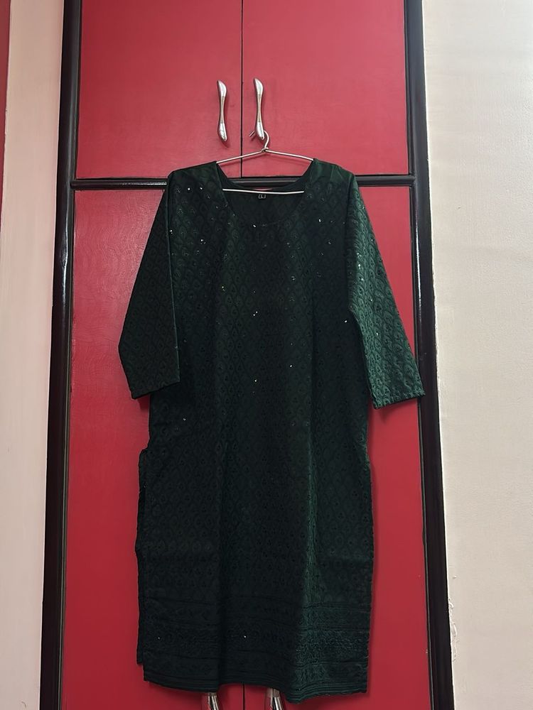 Elegant Green Kurta with Sequins