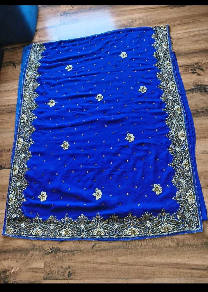 Royal Blue heavy handwork Saree