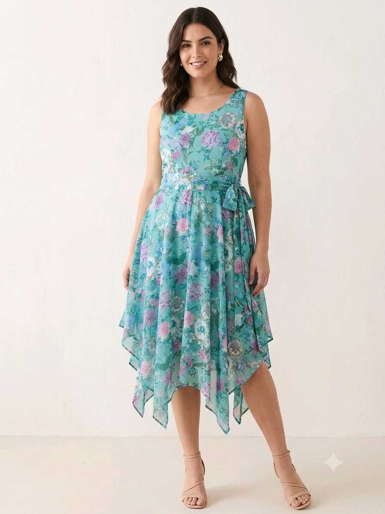 Floral Print Asymmetrical Hem Dress