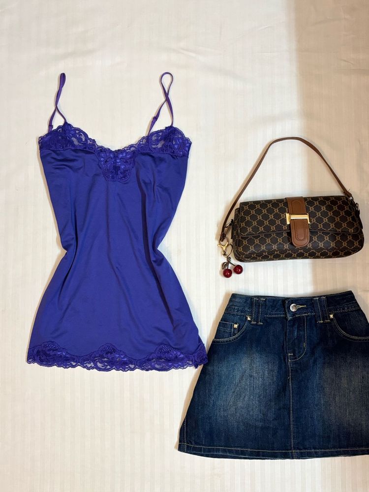 Navy blue lace cami top