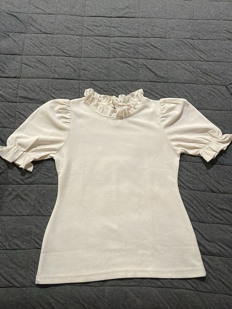 Vintage Ruffled Cream Top