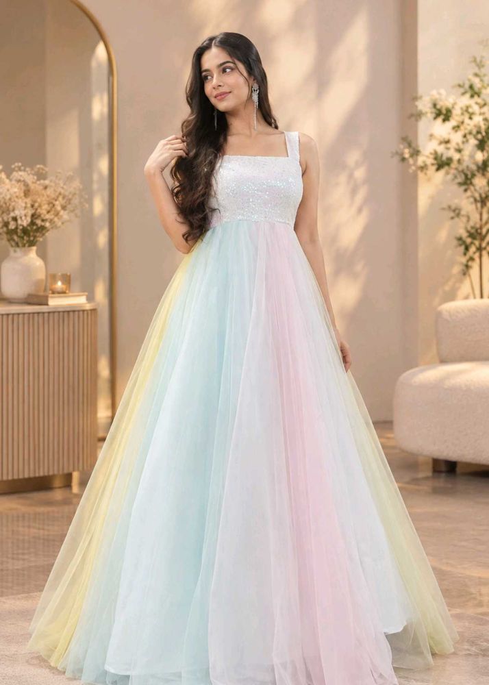 Stunning Rainbow Tulle Evening Gown