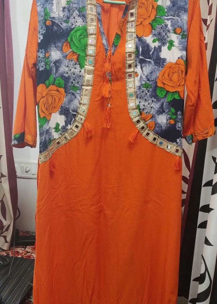 Kurti With Real Mirror Work