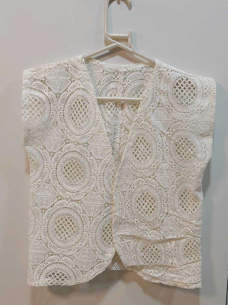Elegant White Lace Vest