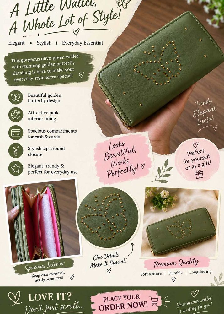 Cute Studded Butterfly Wallet