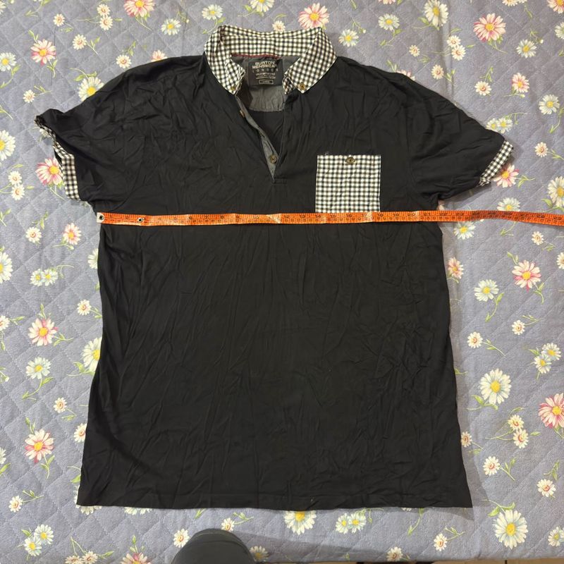 Men's Black Checkered Accent Polo Shirt