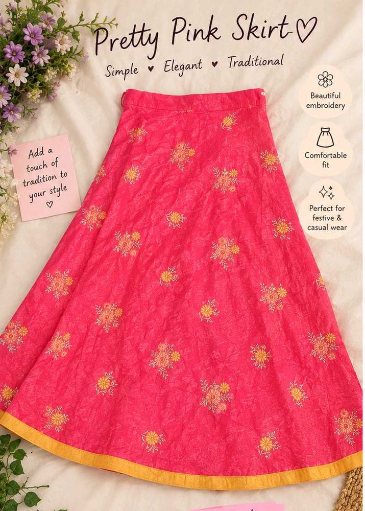 Pretty Pink Embroidered Skirt