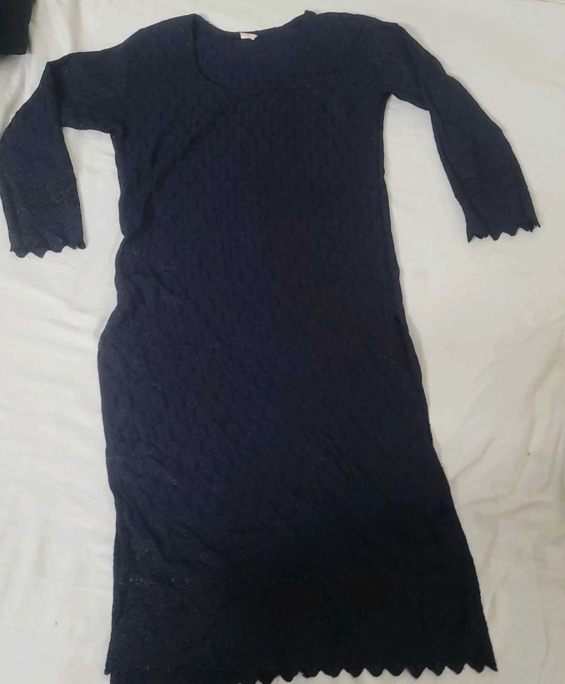 Chikankari dark blue kurta