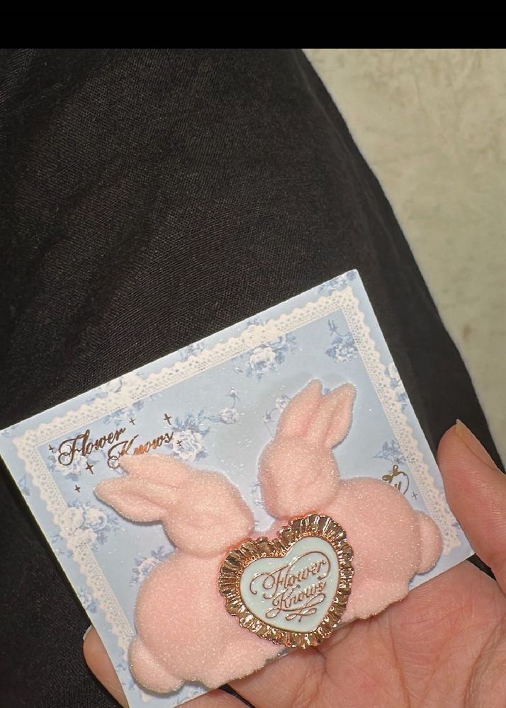 Flower Knows Pink Bunny Hair Clips