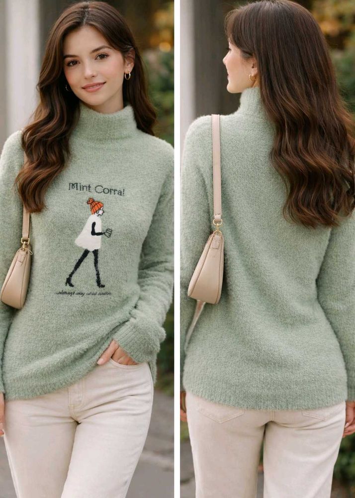 Cozy Mint Green Turtleneck Sweater