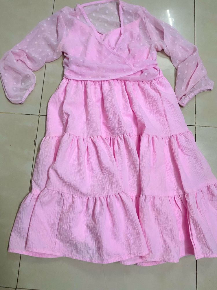 Light Pink Girls Frock(9To10)PRICE DROP