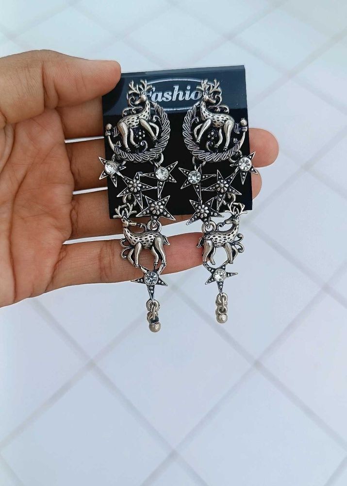 Unique Deer &amp; Star Dangle Earrings
