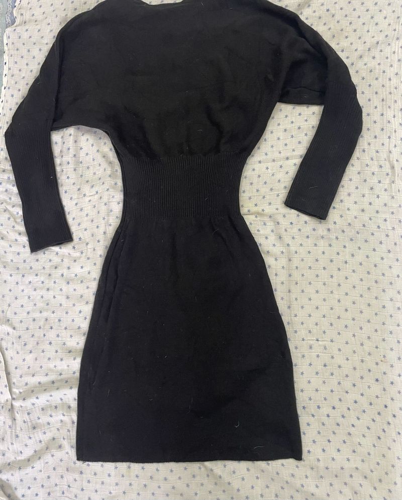 Chic Black Knit Sweater Dress