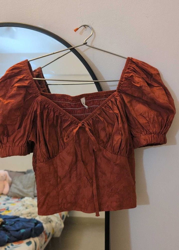 Puff Sleeve Square Neck Top