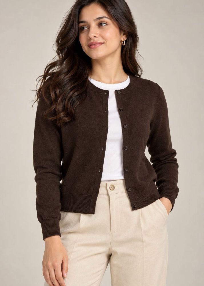 H&amp;M Classic Brown Button-Up Cardigan