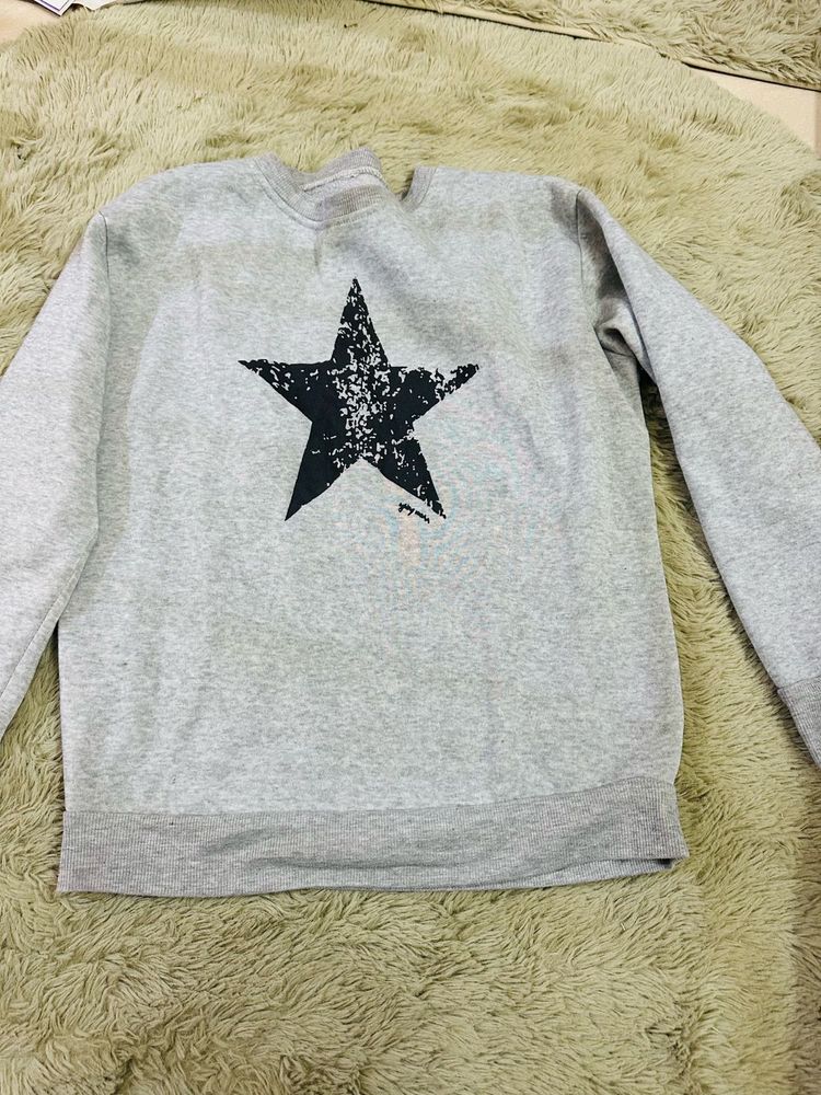 Grey Star Print Sweatshirt