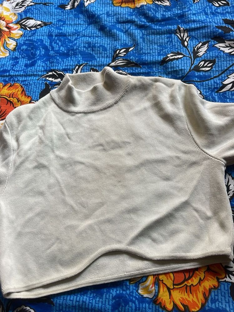 Cropped Mock Neck Sweater