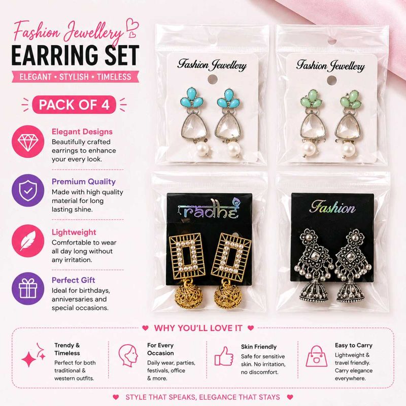 Fashion Jewellery Earring Set - Pack of 4