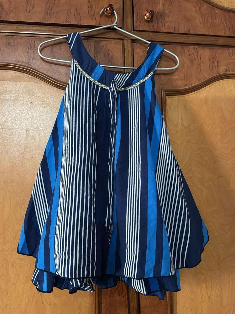 Chic Blue Striped Halter Top