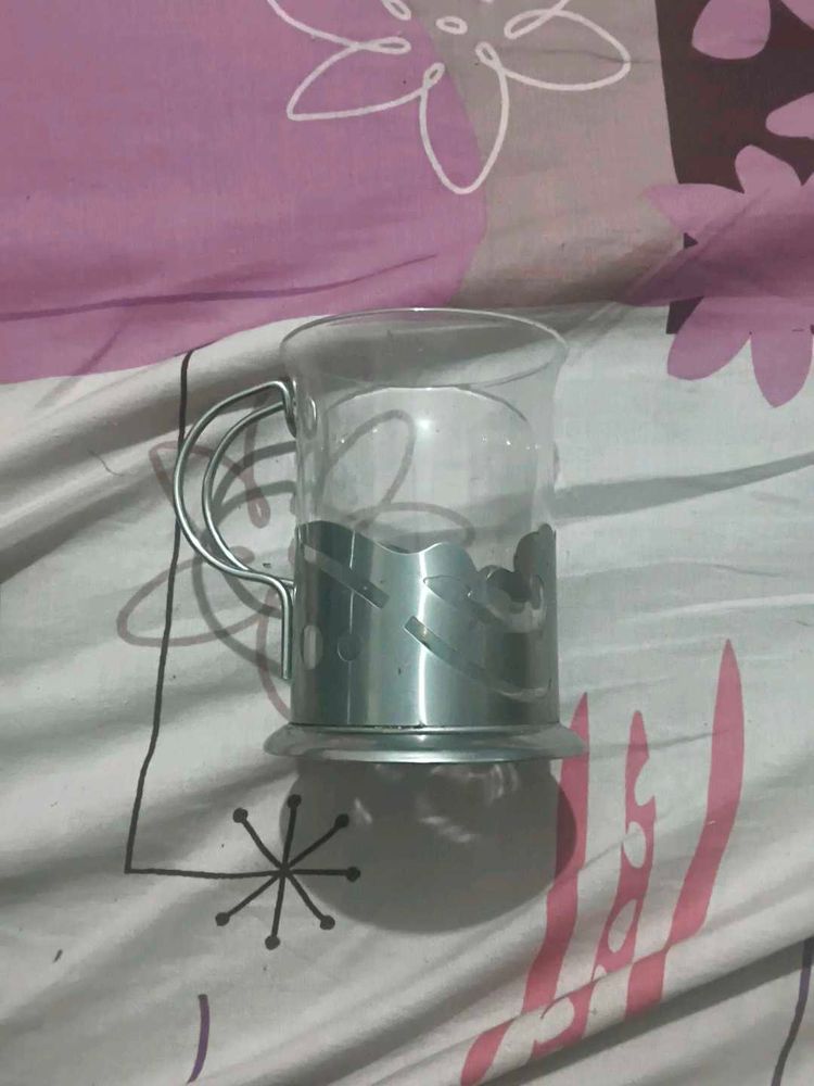 Glass Tea Cup with Metal Holder