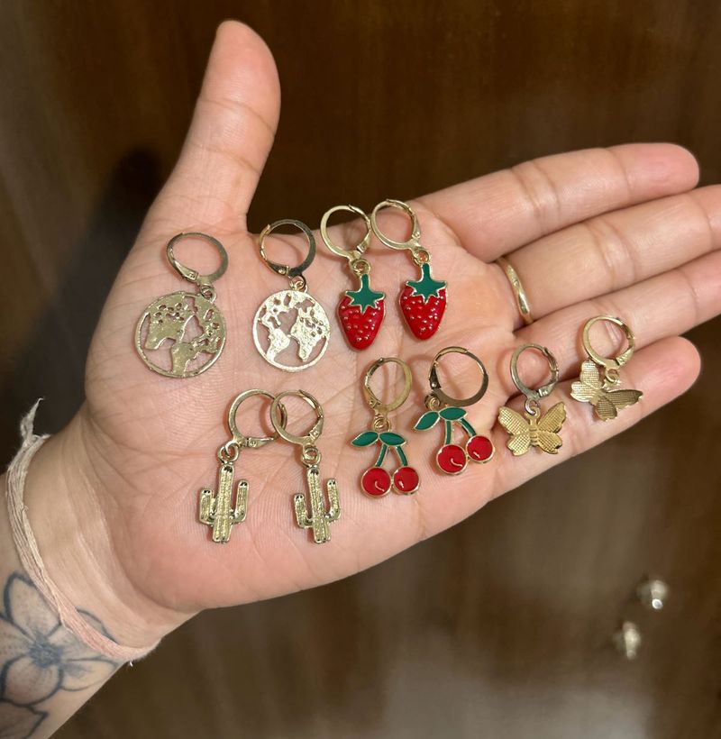 Cute Dangle Earrings Set of 5