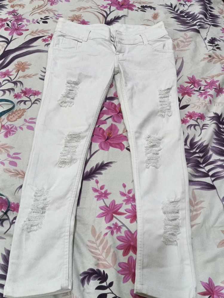 White Distressed Skinny Jeans