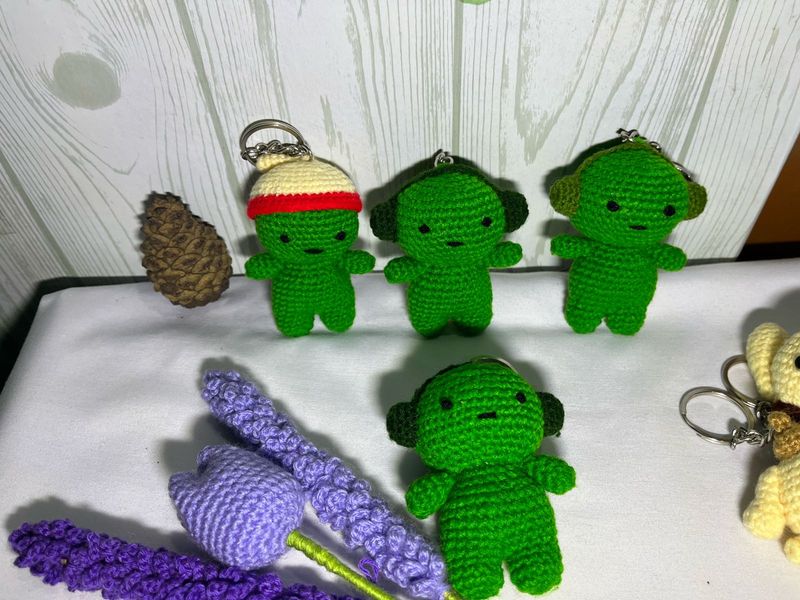 Crochet Amigurumi Handmade Smiski Keychain